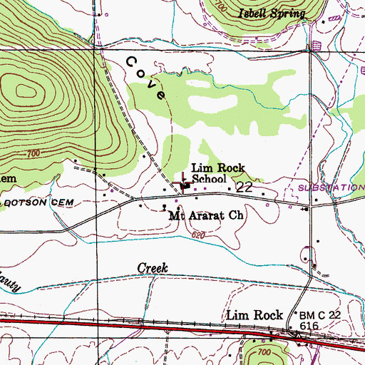 Topographic Map of Lim Rock School, AL