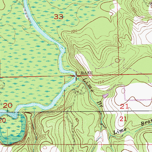 Topographic Map of Lime Branch, AL