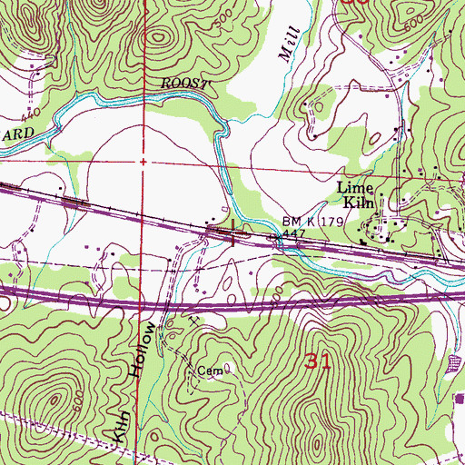 Topographic Map of Lime Kiln Hollow, AL