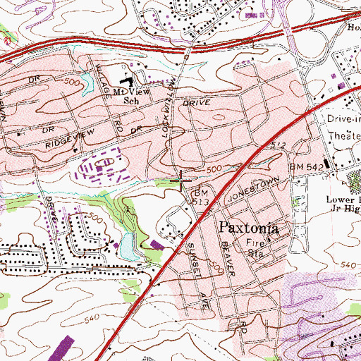 Topographic Map of Township of Lower Paxton, PA