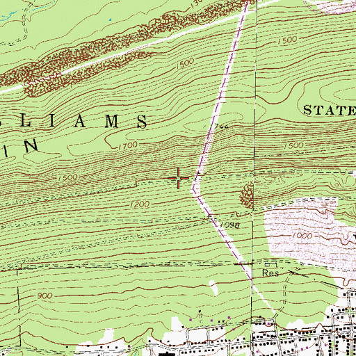 Topographic Map of Township of Williams, PA