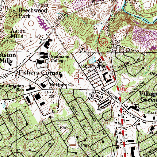 Topographic Map of Township of Aston, PA