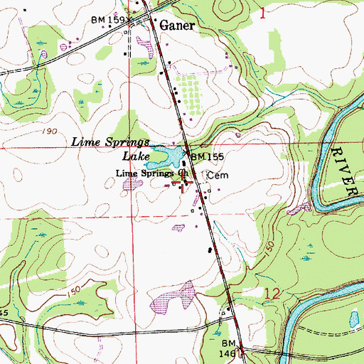 Topographic Map of Lime Springs Church, AL
