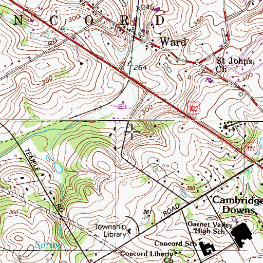 Topographic Map of Township of Concord, PA