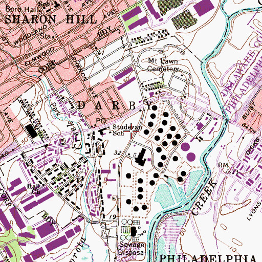 Topographic Map of Township of Darby, PA