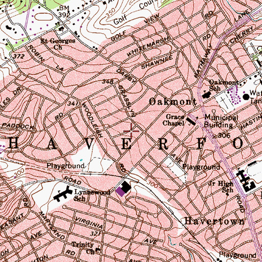 Topographic Map of Township of Haverford, PA