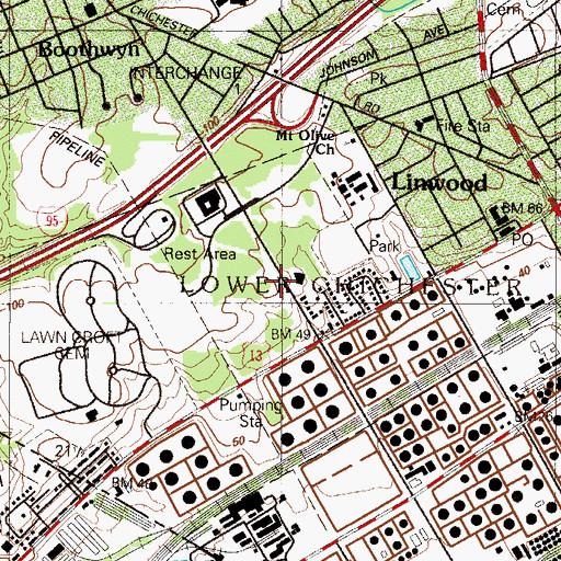 Topographic Map of Township of Lower Chichester, PA