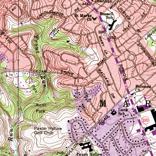 Topographic Map of Township of Marple, PA