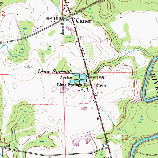 Topographic Map of Lime Springs Lake, AL