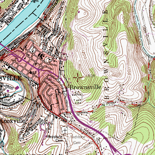 Topographic Map of Township of Brownsville, PA