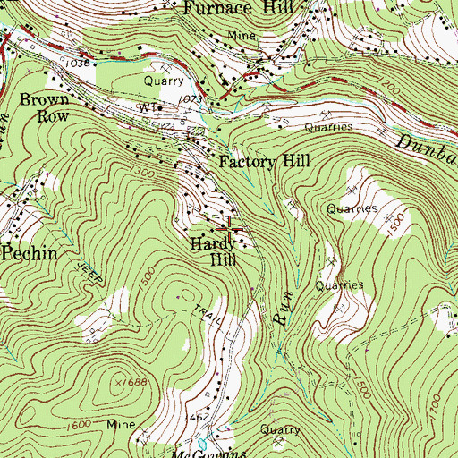 Topographic Map of Township of Dunbar, PA