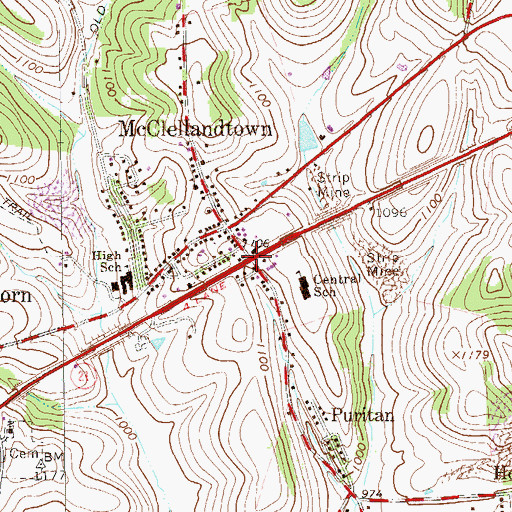 Topographic Map of Township of German, PA