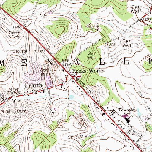 Topographic Map of Township of Menallen, PA