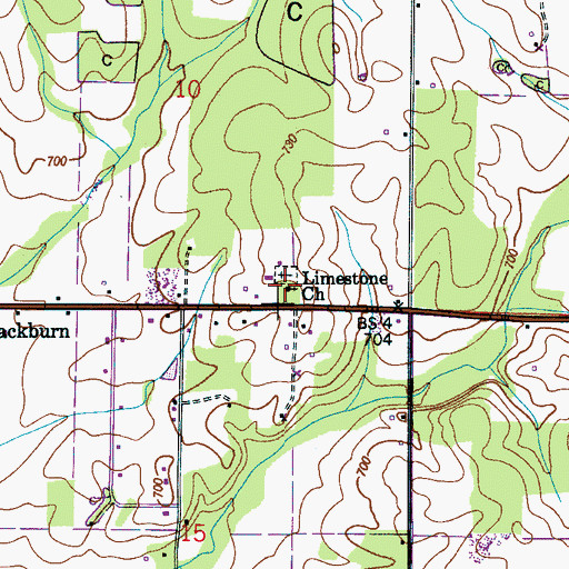 Topographic Map of Limestone Church, AL