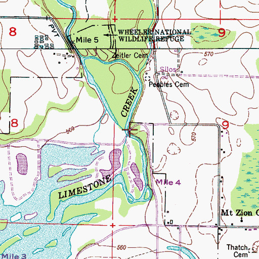 Topographic Map of Limestone Slough, AL