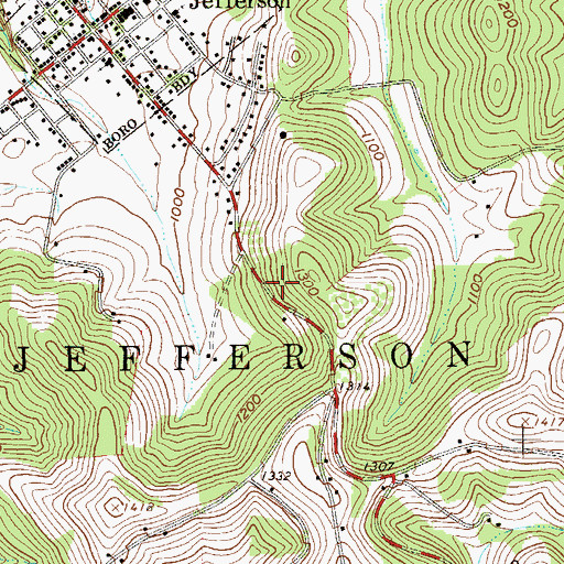 Topographic Map of Township of Jefferson, PA