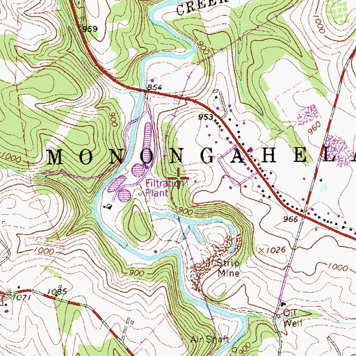 Topographic Map of Township of Monongahela, PA