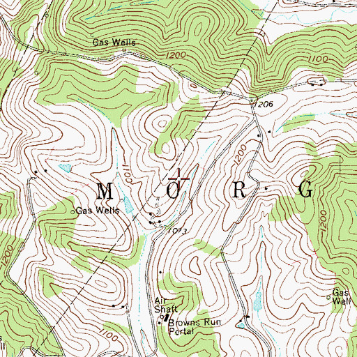 Topographic Map of Township of Morgan, PA