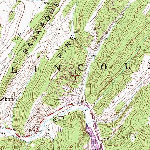 Topographic Map of Township of Lincoln, PA