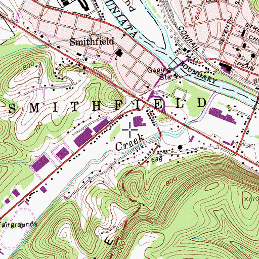 Topographic Map of Township of Smithfield, PA