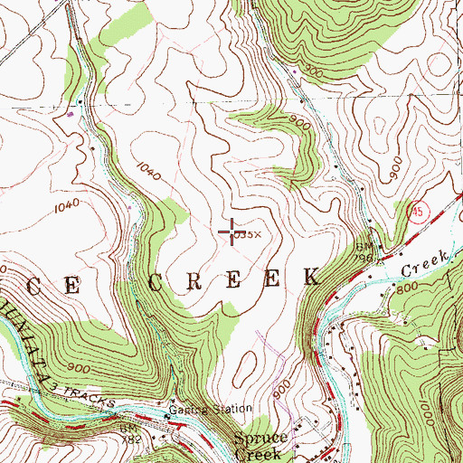 Topographic Map of Township of Spruce Creek, PA