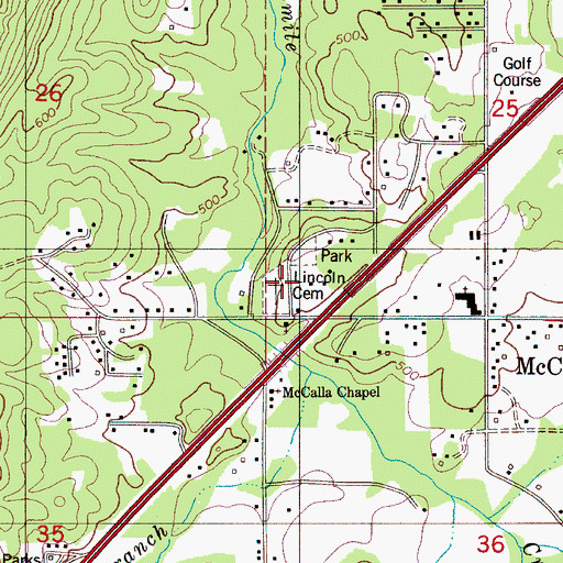 Topographic Map of Lincoln Cemetery, AL