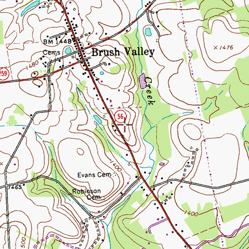 Topographic Map of Township of Brush Valley, PA