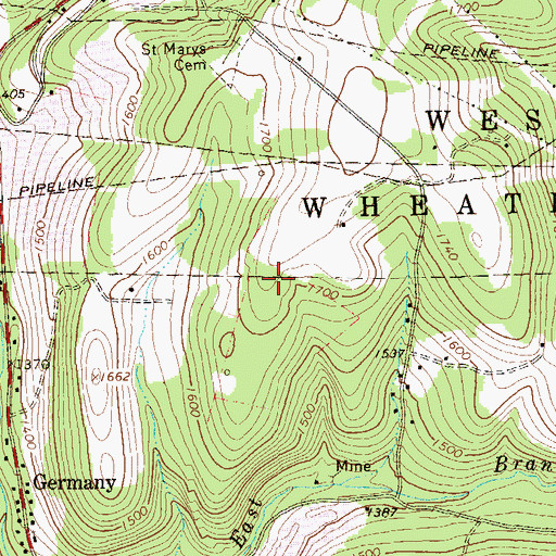 Topographic Map of Township of West Wheatfield, PA
