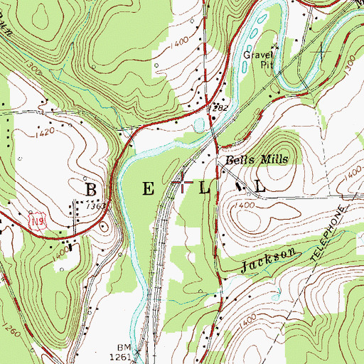 Topographic Map of Township of Bell, PA