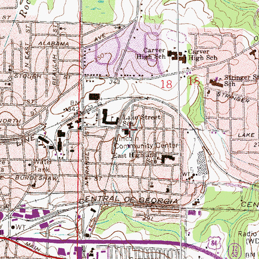 Topographic Map of Lincoln Community Center, AL