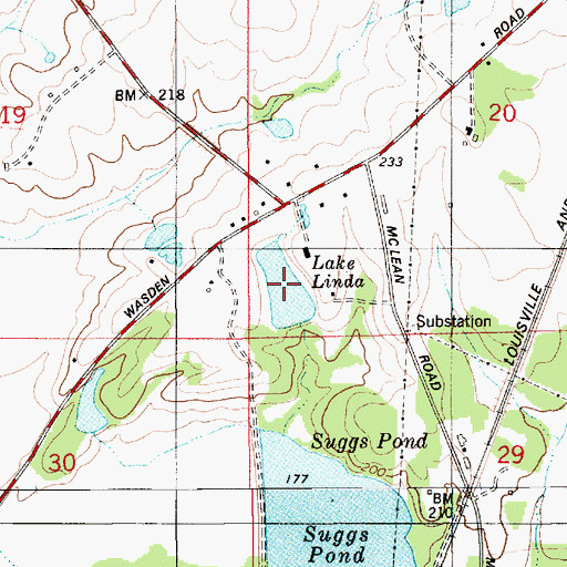 Topographic Map of Lake Linda, AL