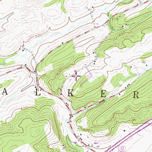 Topographic Map of Township of Walker, PA