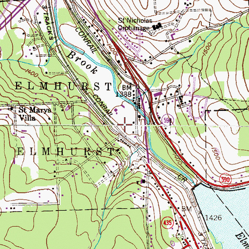 Topographic Map of Township of Elmhurst, PA
