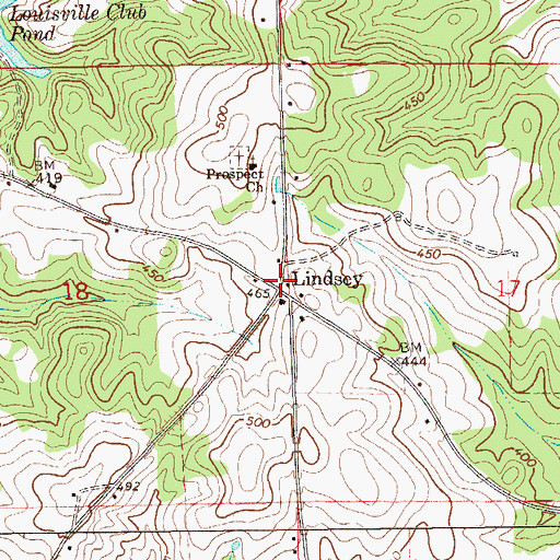 Topographic Map of Lindsey, AL