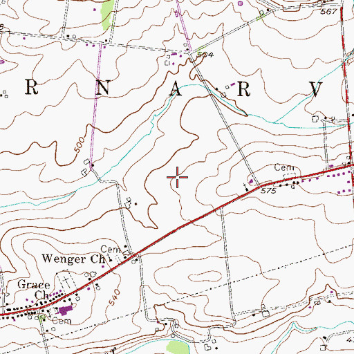 Topographic Map of Township of Caernarvon, PA