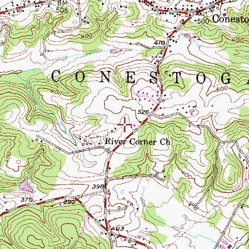 Topographic Map of Township of Conestoga, PA
