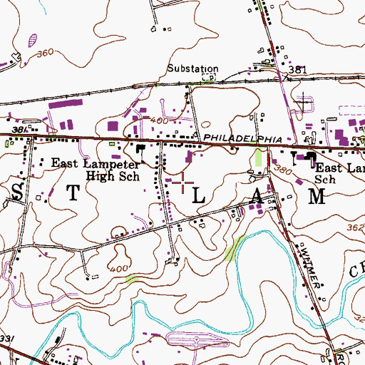Topographic Map of Township of East Lampeter, PA