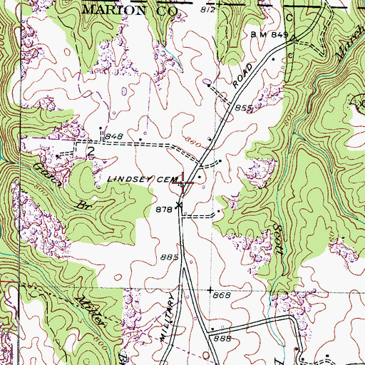 Topographic Map of Lindsey Cemetery, AL
