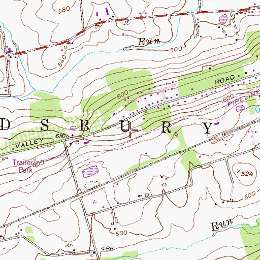 Topographic Map of Township of Sadsbury, PA