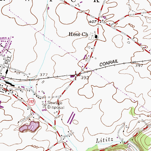 Topographic Map of Township of Warwick, PA