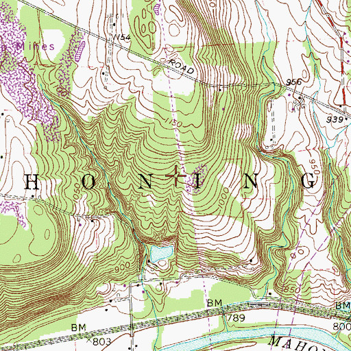 Topographic Map of Township of Mahoning, PA