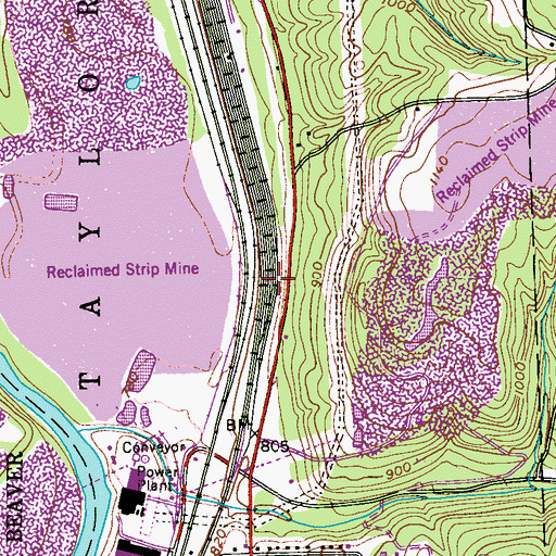 Topographic Map of Township of Taylor, PA