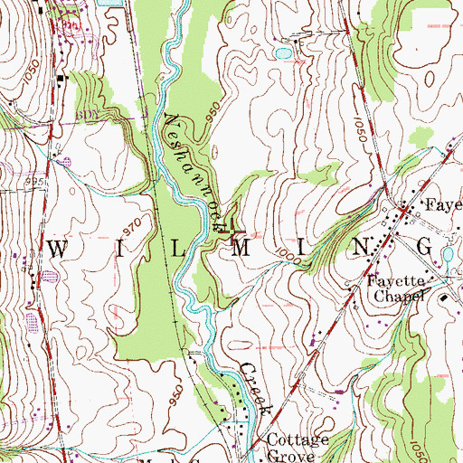 Topographic Map of Township of Wilmington, PA
