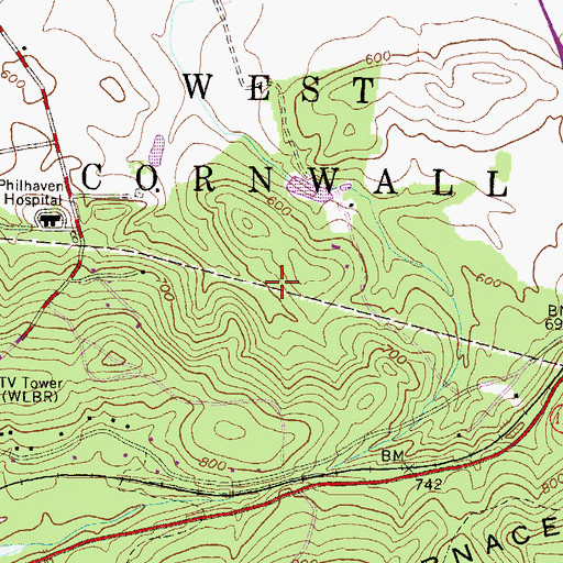 Topographic Map of Township of West Cornwall, PA