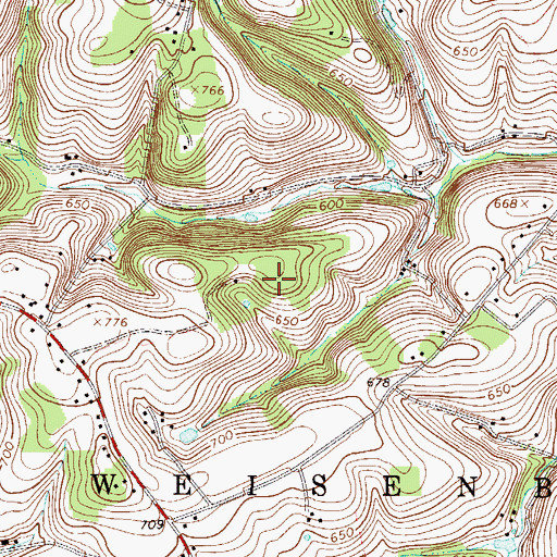 Topographic Map of Township of Weisenberg, PA
