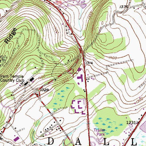 Topographic Map of Township of Dallas, PA