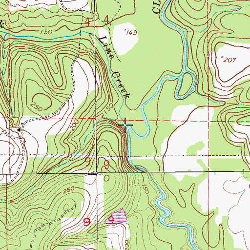 Topographic Map of Line Creek, AL
