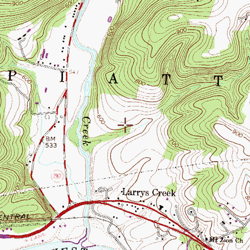 Topographic Map of Township of Piatt, PA