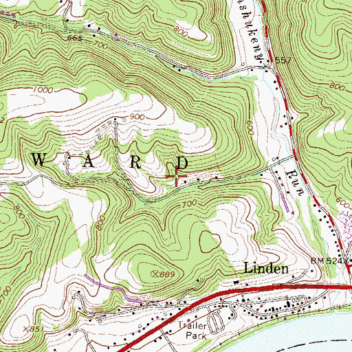 Topographic Map of Township of Woodward, PA