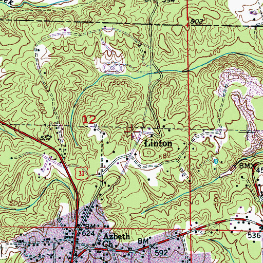 Topographic Map of Linton, AL